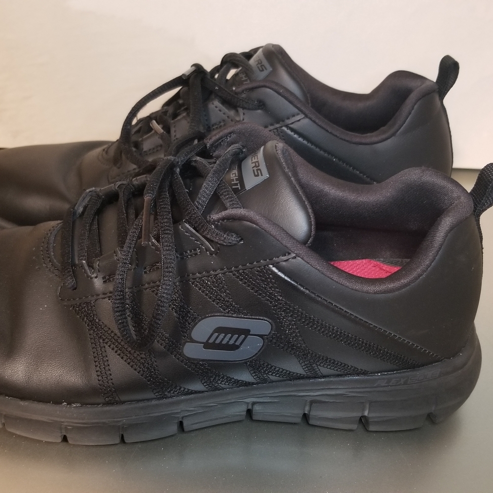 Black Slip-Resistant Skechers Work Shoe.